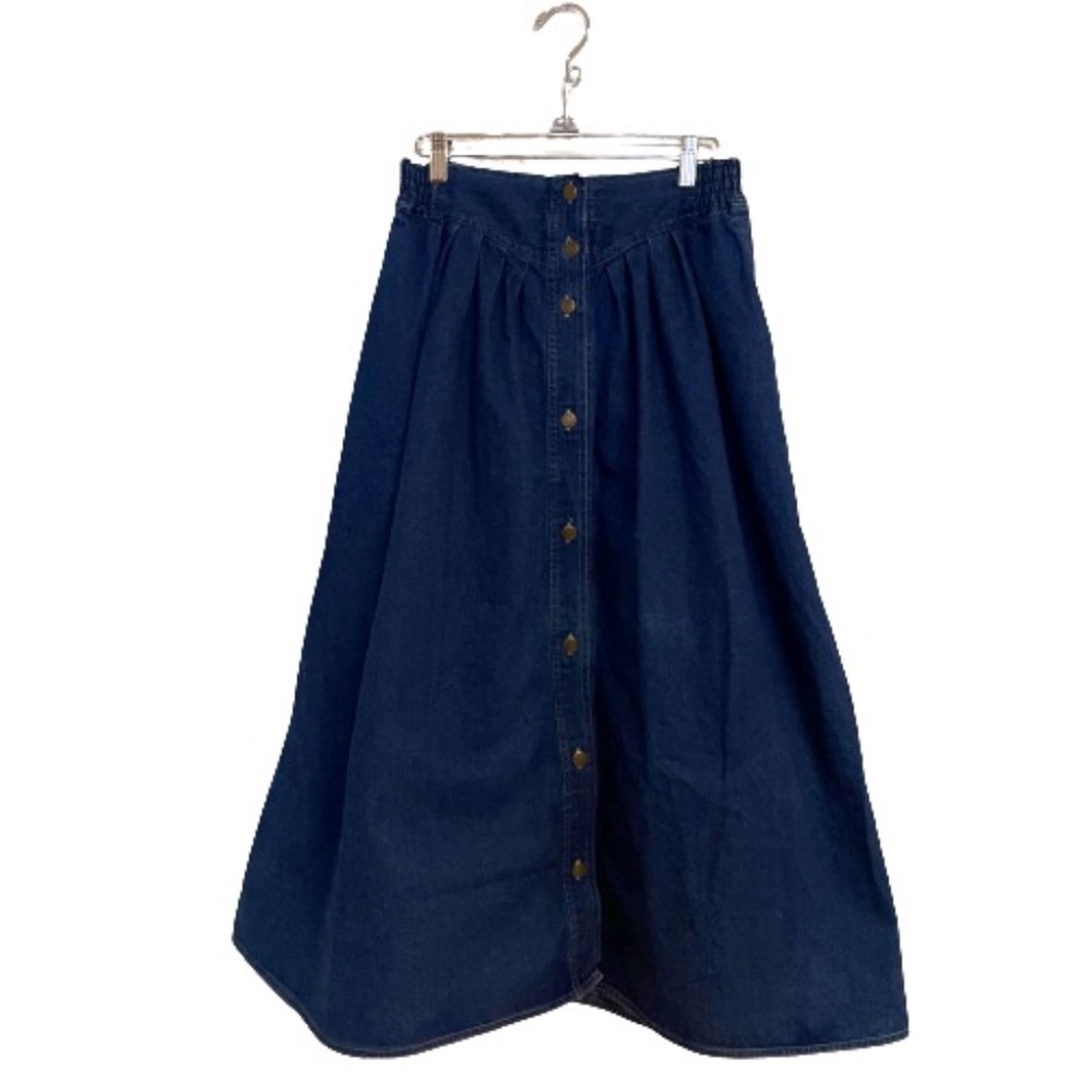 Vintage Button Front Denim Skirt
